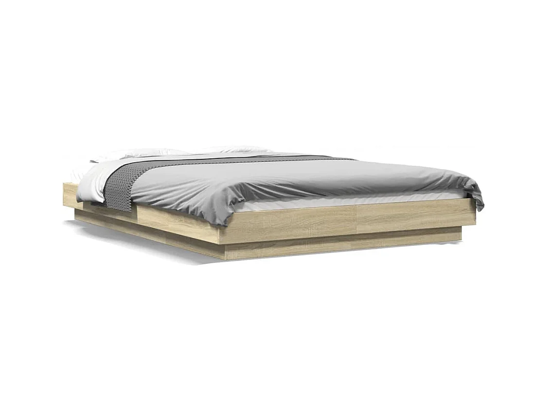 Lit double chêne sonoma 120x190 cm bois d'ingénierie FR15695