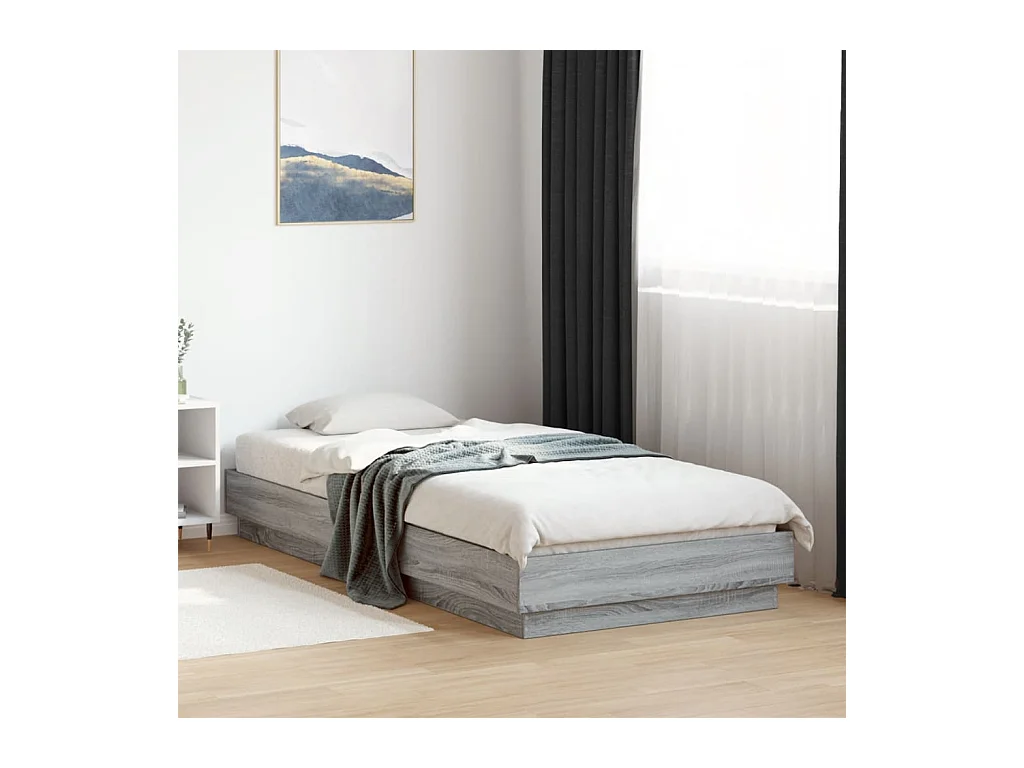 Lit simple sonoma gris 100x200 cm bois d'ingénierie FR23399