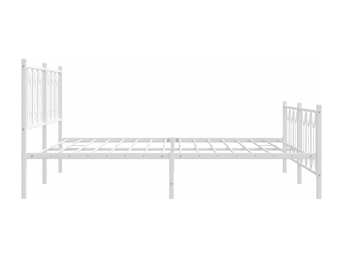 Lit double métal + tête de lit/pied de lit blanc 183x213cm FR18480