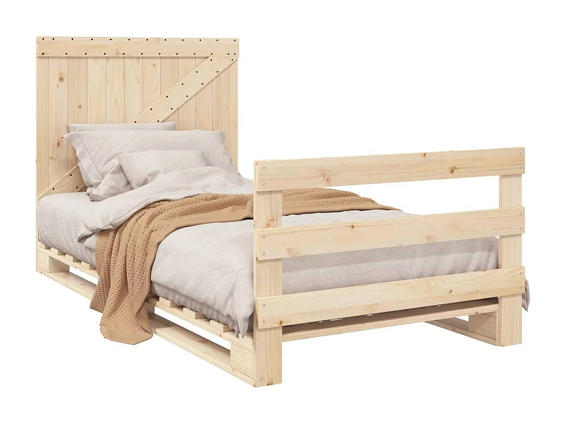Lit simple et tête de lit 100x200 cm bois de pin massif FR62429
