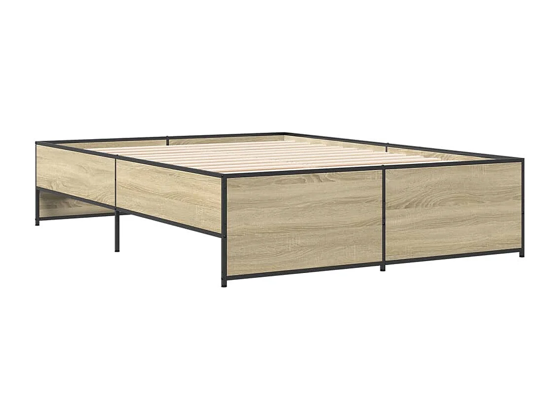 Lit double chêne sonoma 120x190 cm bois d'ingénierie et métal FR66255