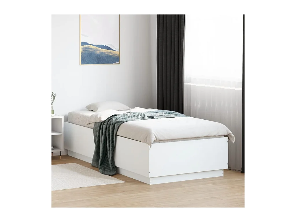 Lit simple blanc 100x200 cm bois d'ingénierie FR95149
