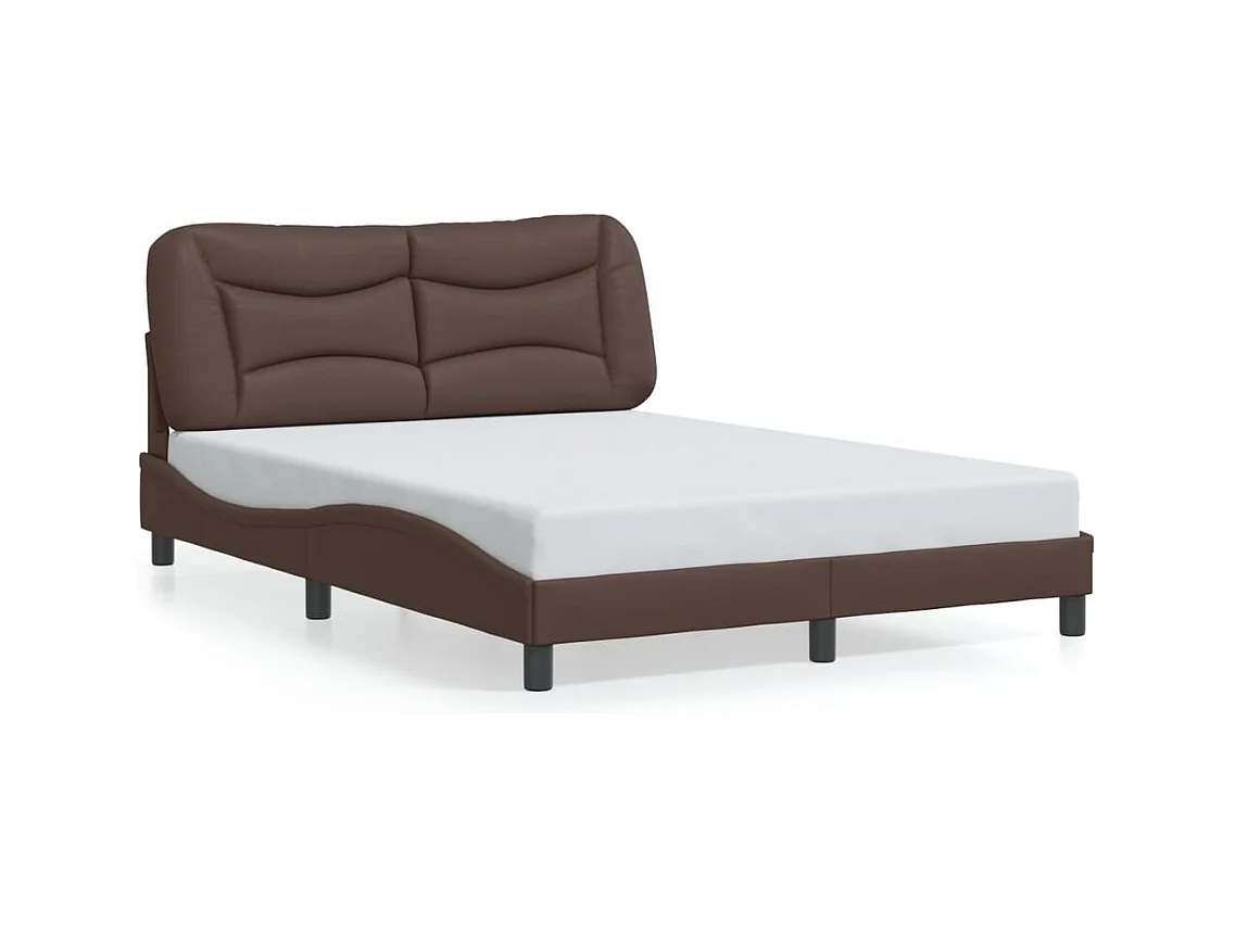 Cama c/ cabeceira 120x200cm couro artificial castanho PT713254