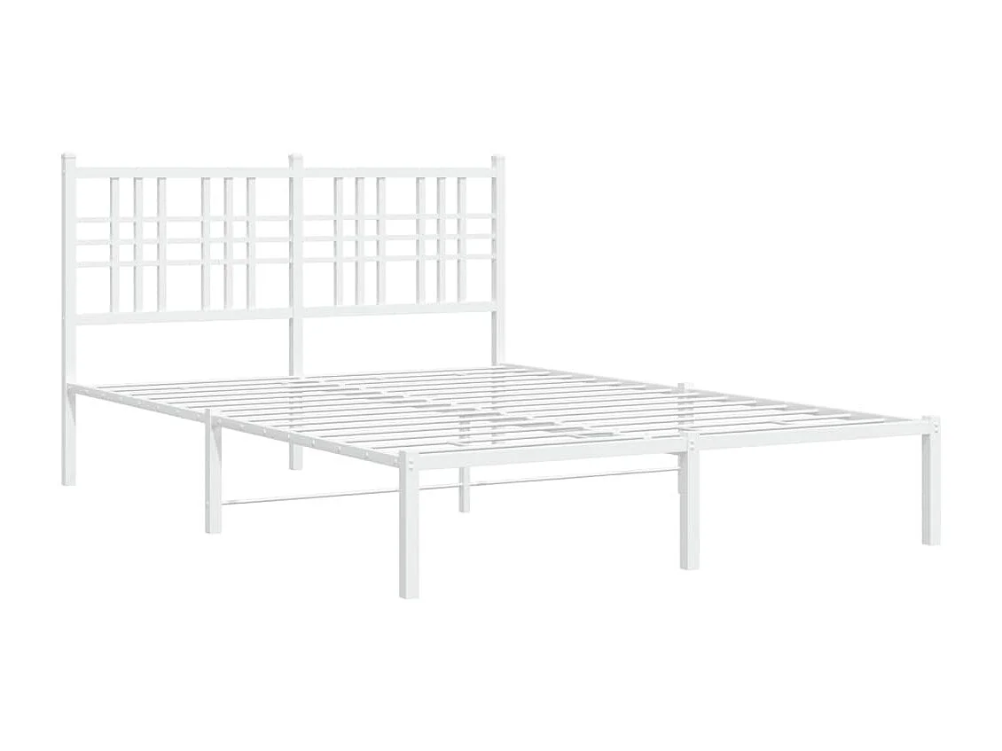 Lit double métal + tête de lit blanc 135x190 cm FR87444