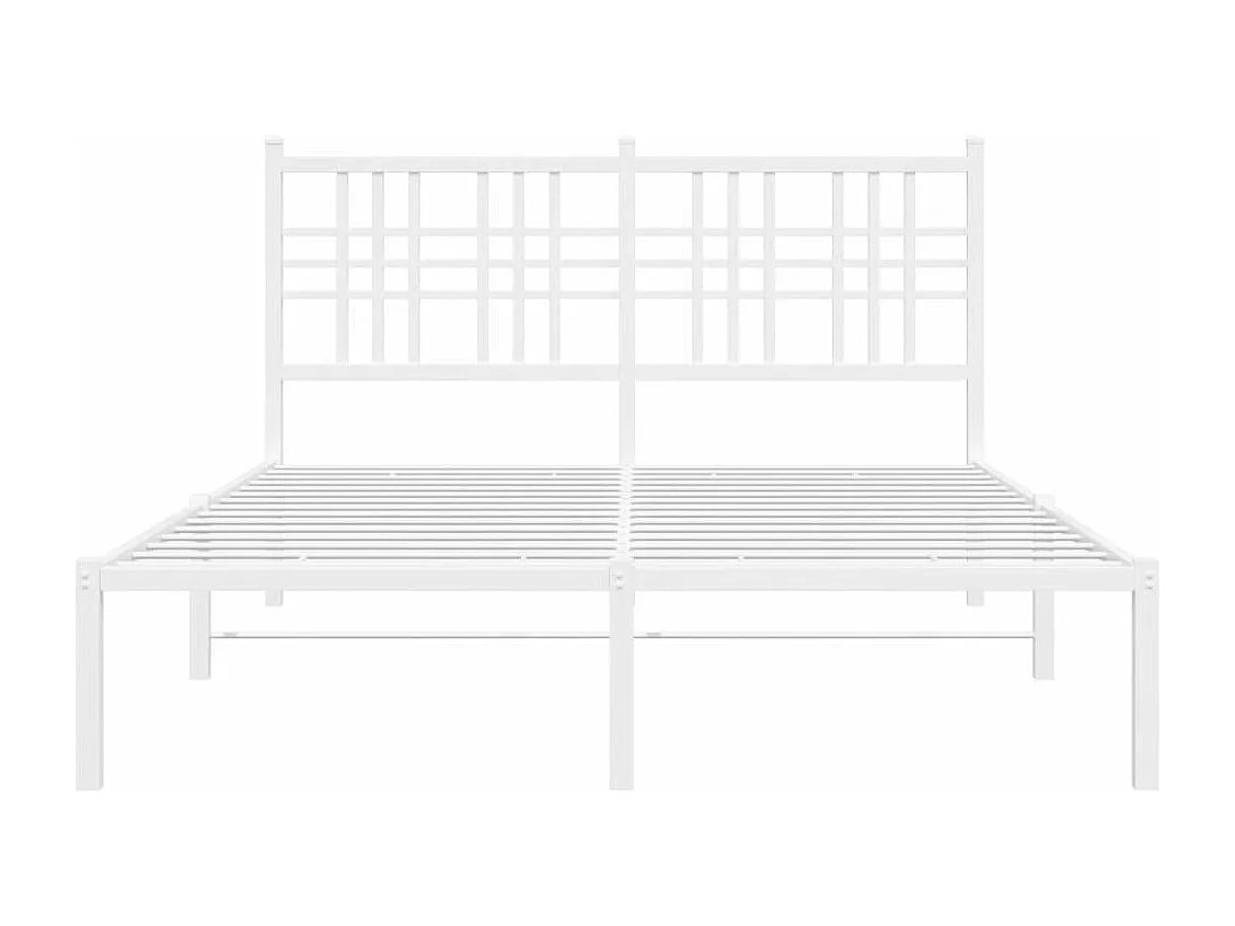 Lit double métal + tête de lit blanc 135x190 cm FR87444