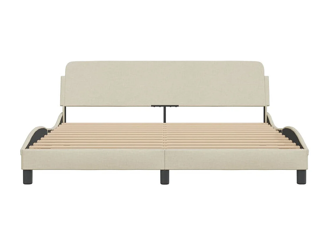 Cama matrimonial- 180x200 cm con cabecero de tela color crema ES772121