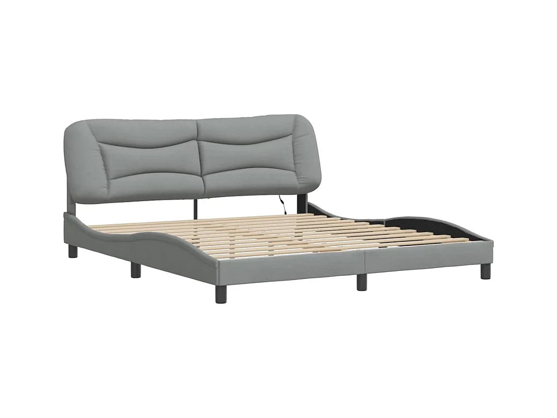 Cama c/ luzes LED 180x200 cm tecido cinzento-claro PT401436