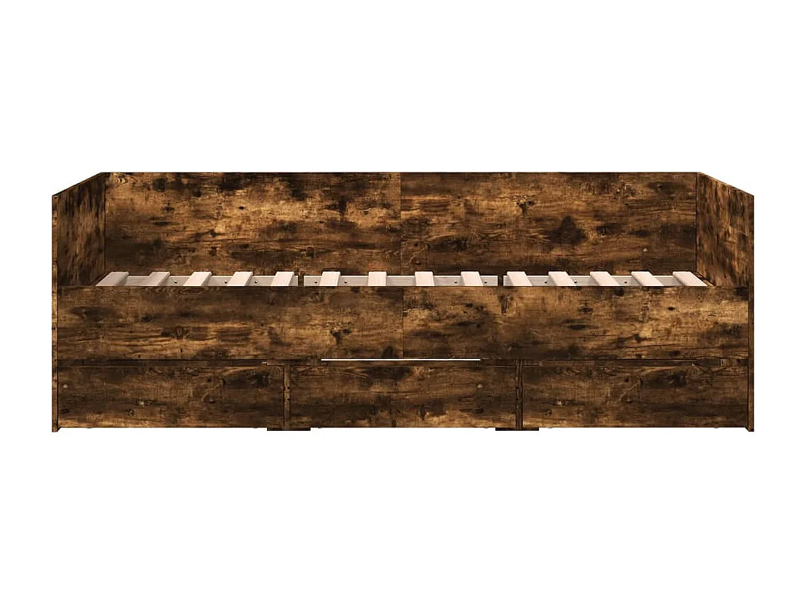 Lit de jour et tiroirs chêne fumé 75x190 cm bois d'ingénierie FR33810