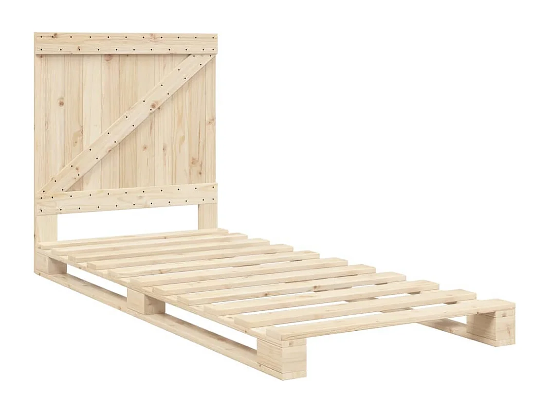 Lit simple + tête de lit 90x200 cm bois de pin massif FR97580