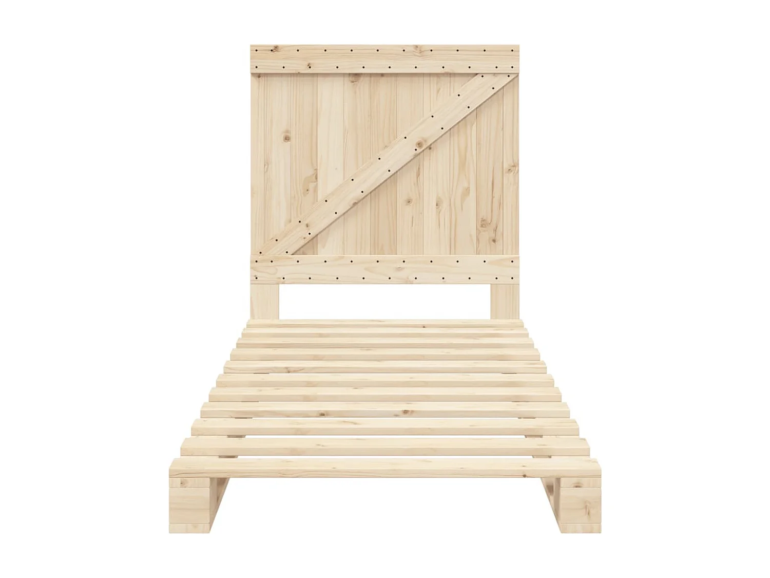 Lit simple + tête de lit 90x200 cm bois de pin massif FR97580