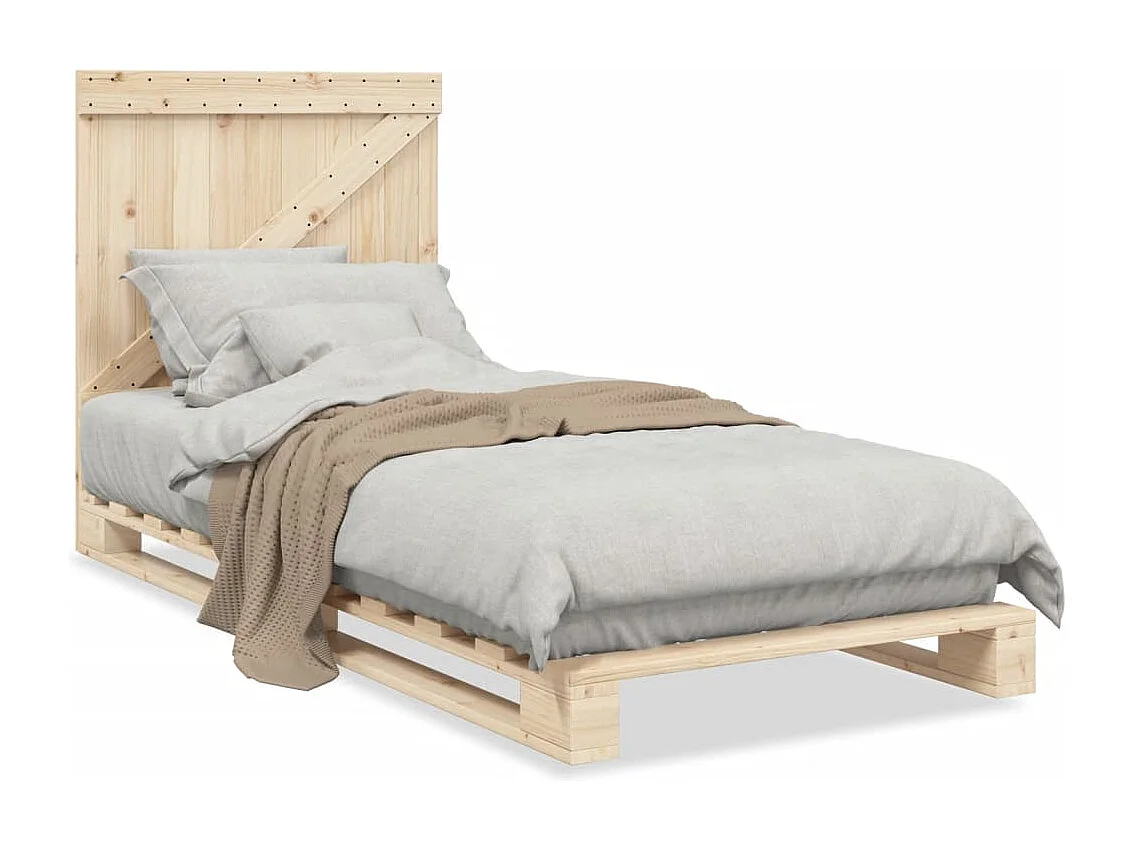 Cama individual- 90x200 cm con cabecero madera maciza de pino ES380016