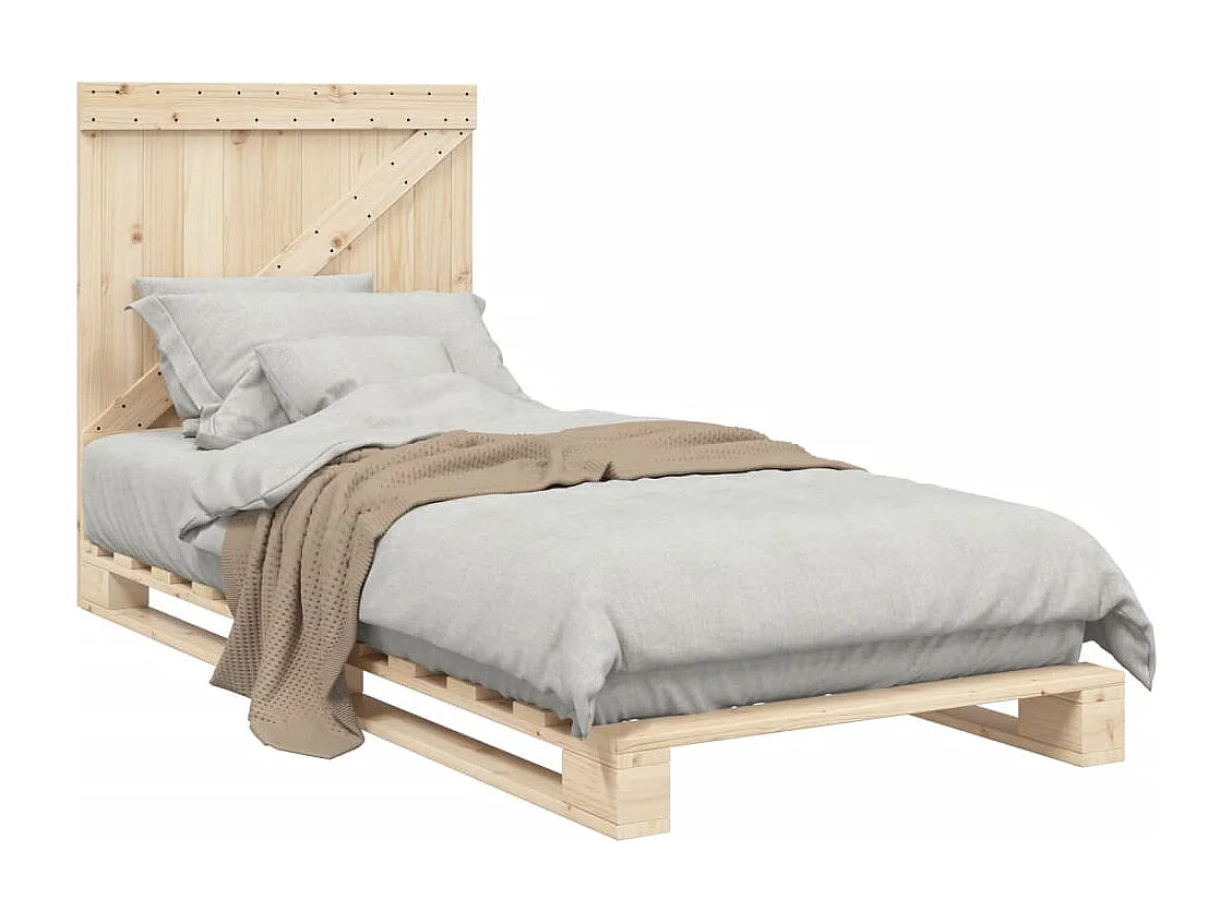 Cama individual- 90x200 cm con cabecero madera maciza de pino ES380016