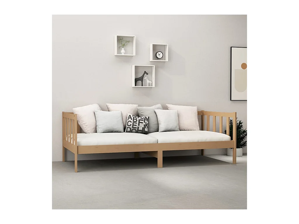 Slaapbank met matras massief grenenhout honingbruin 90x200 cm BE975430
