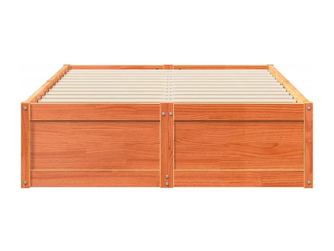 Cama matrimonial- 135x190 cm madera maciza pino marrón cera ES591760