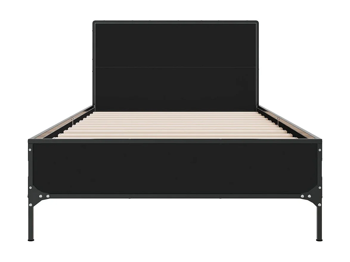 Cama individual- 75x190 cm madera de ingeniería y metal negra ES420565