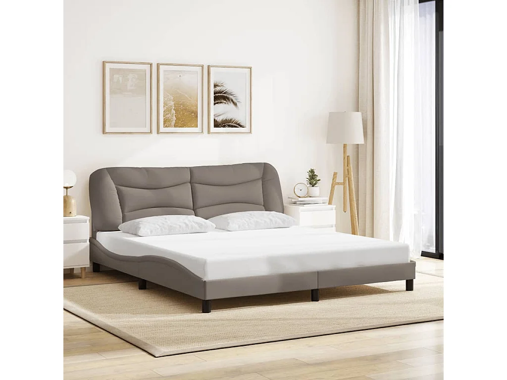 Lit double avec lumières LED taupe 180x200 cm tissu FR78280