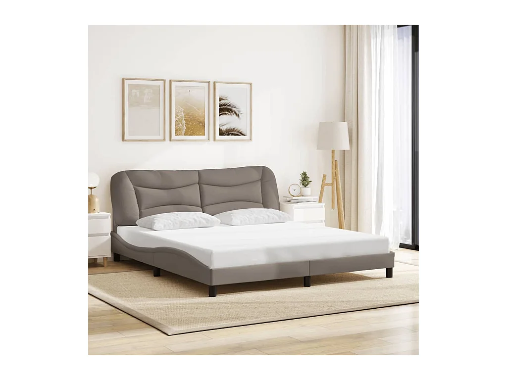 Bedframe met LED-verlichting stof taupe 180x200 cm BE858187