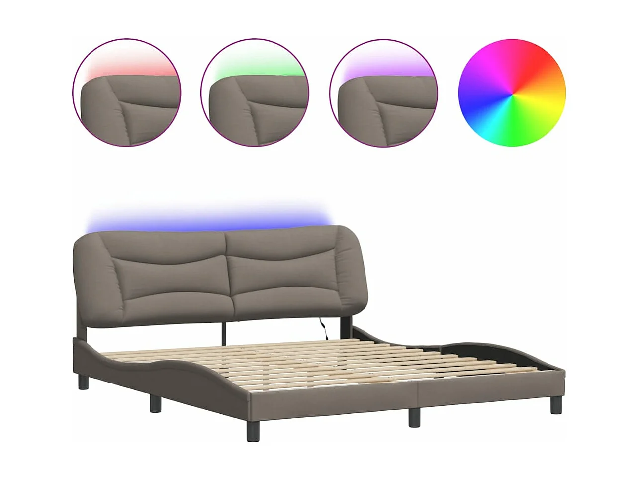 Bedframe met LED-verlichting stof taupe 180x200 cm BE858187