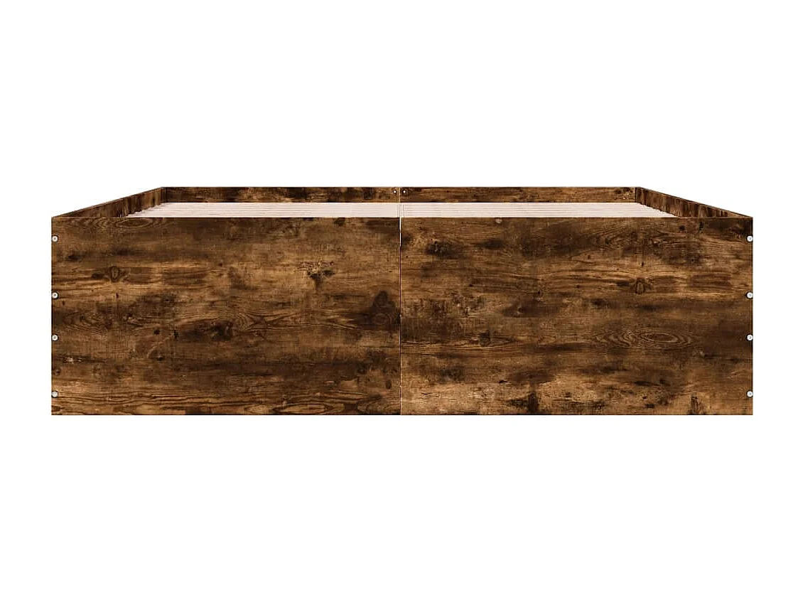 Lit double chêne fumé 150x200 cm bois d'ingénierie FR40054