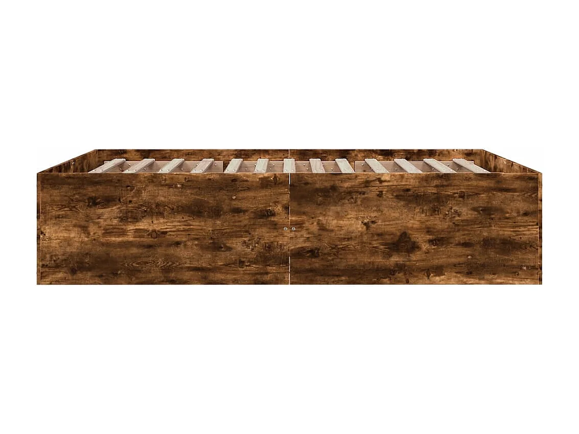 Lit double chêne fumé 150x200 cm bois d'ingénierie FR40054