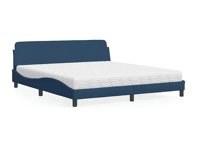 Lit adulte + matelas bleu 180x200 cm tissu FR11110
