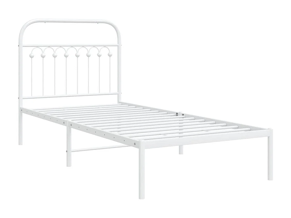 Bedframe met hoofdbord metaal wit 90x200 cm BE351838