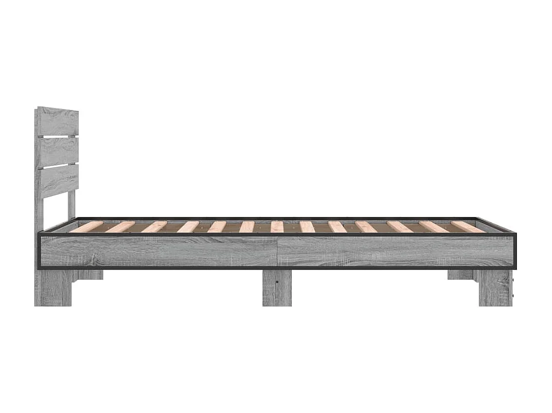 Lit simple sonoma gris 75x190 cm bois d'ingénierie et métal FR88621