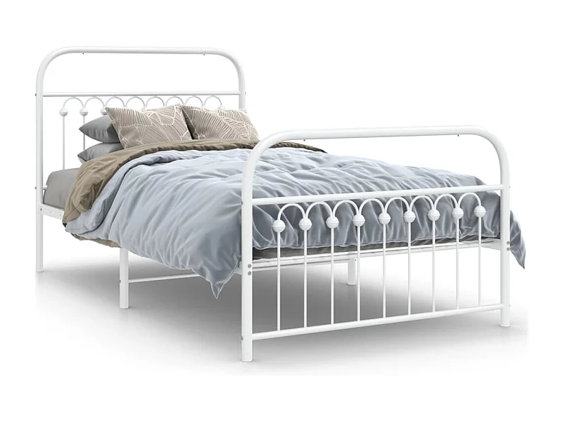 Cama com cabeceira e pés 100x190 cm metal branco PT243183