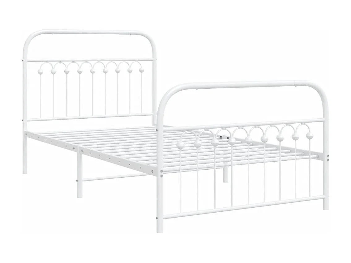 Bedframe met hoofd- en voeteneinde metaal wit 100x190 cm BE878937
