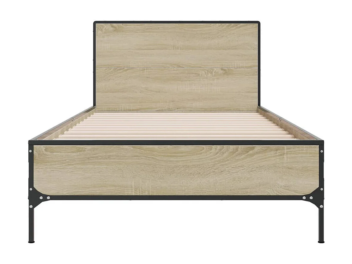 Lit simple chêne sonoma 100x200 cm bois d'ingénierie et métal FR84932