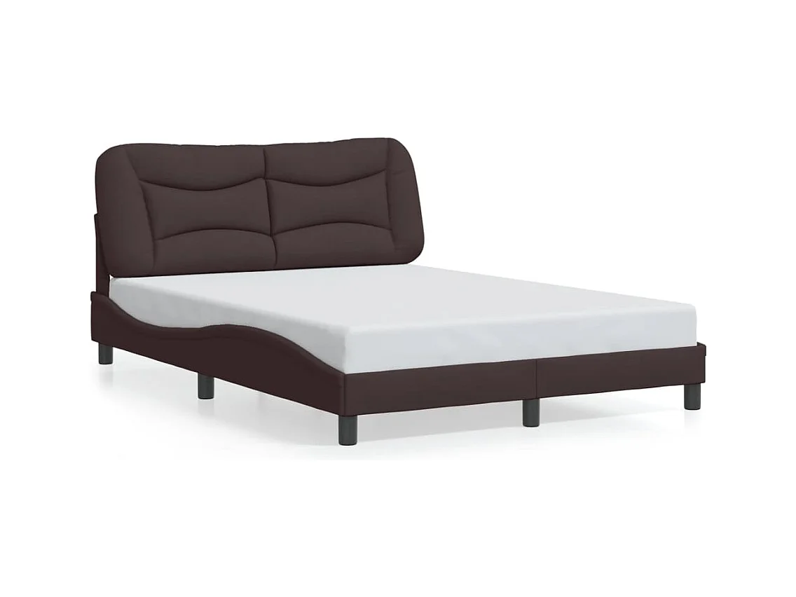Lit double + tête de lit Marron foncé 120x200 cm Tissu FR20403