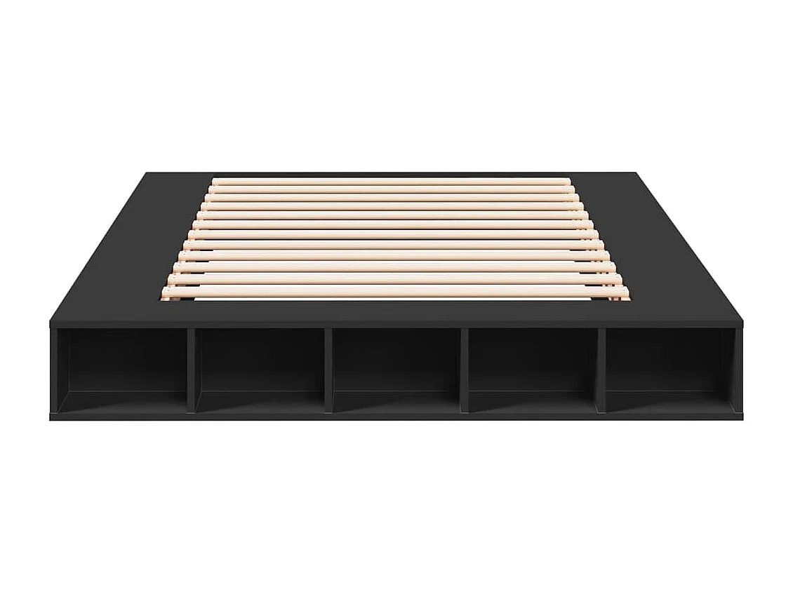 Lit double noir 160x200 cm bois d'ingénierie FR77918