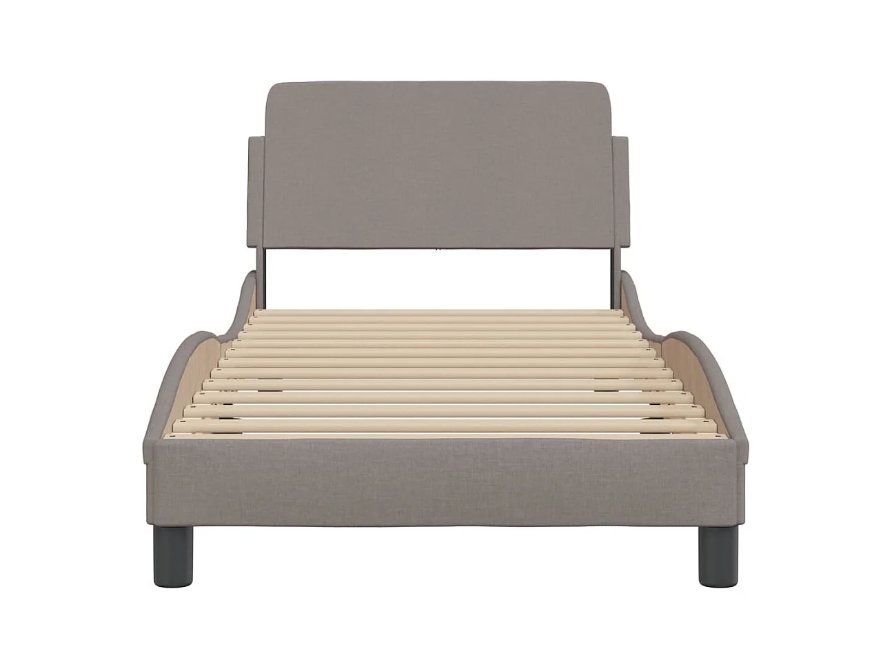 Cama individual- 90x200 cm con cabecero de tela gris taupe ES130410