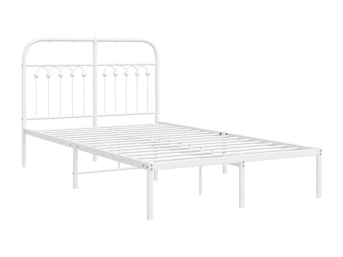Bedframe met hoofdbord metaal wit 120x200 cm BE445862