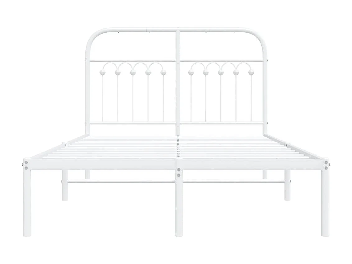 Bedframe met hoofdbord metaal wit 120x200 cm BE445862