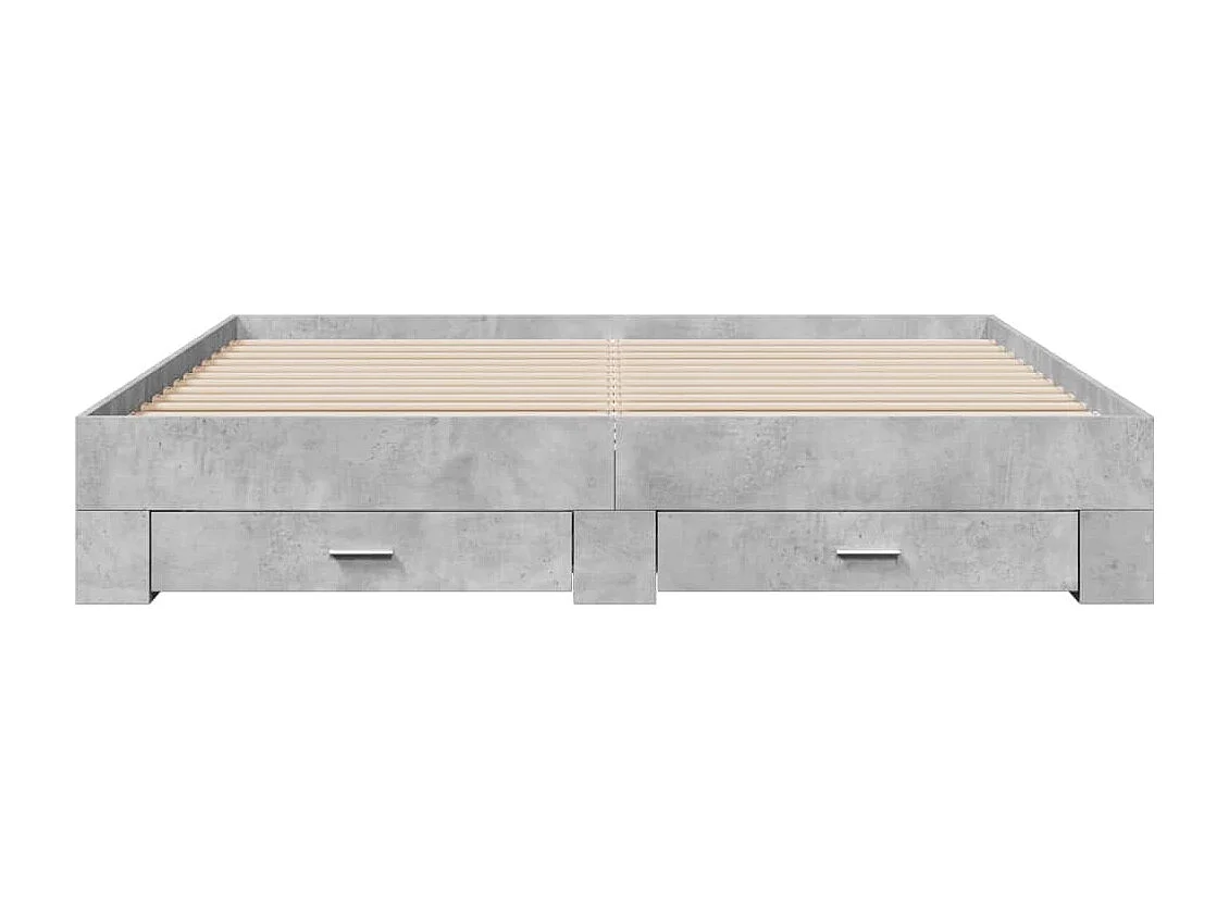 Cama 200x200 cm con cajones madera ingeniería gris hormigón ES412585