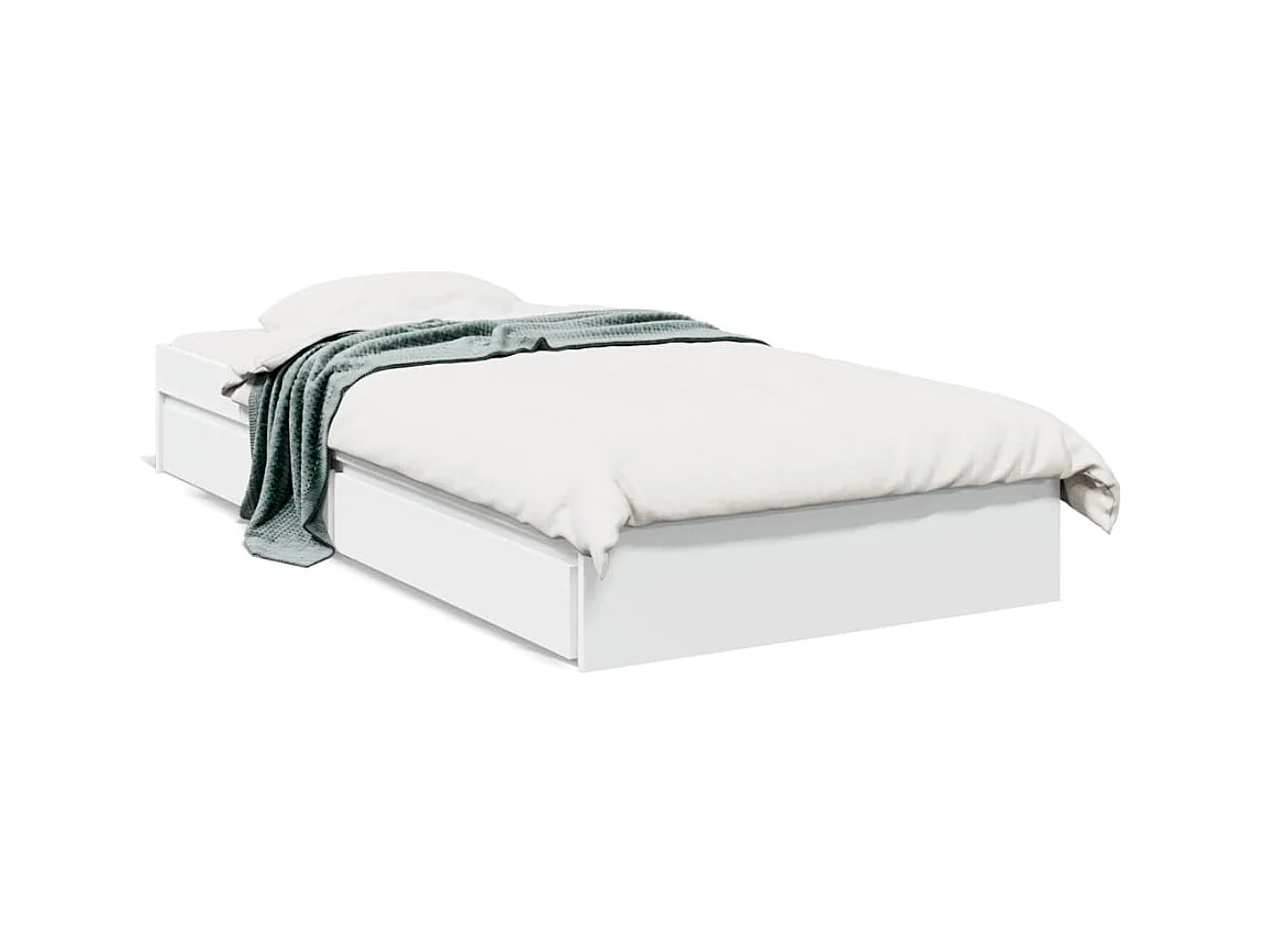 Lit simple avec tiroirs blanc 100x200 cm bois d'ingénierie FR29339