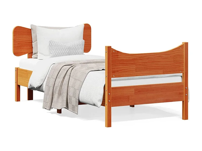 Cama c/ cabeceira 75x190 cm pinho maciço castanho-mel PT418201