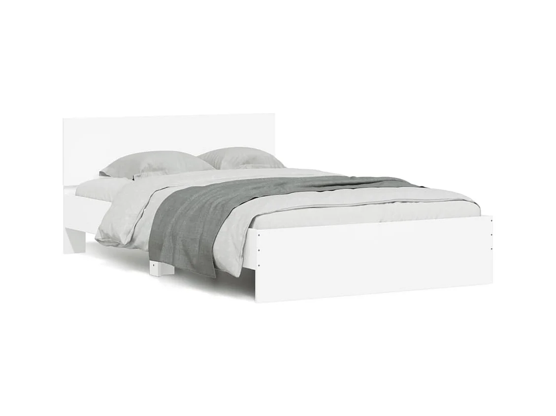 Lit double + tête de lit et LED blanc 135x190 cm FR69060