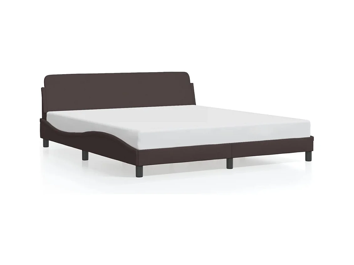 Lit double + tête de lit Marron foncé 160x200 cm Tissu FR22087