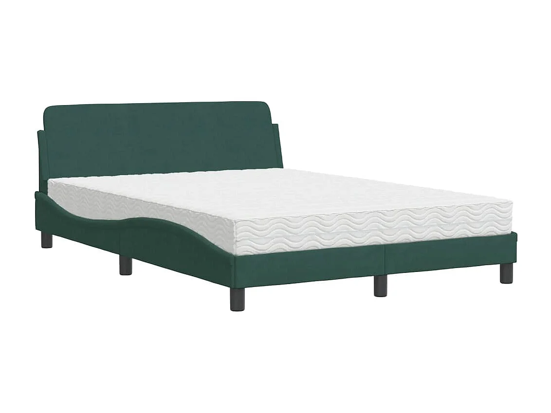 Cama 120x200 cm con colchón terciopelo verde oscuro ES931270