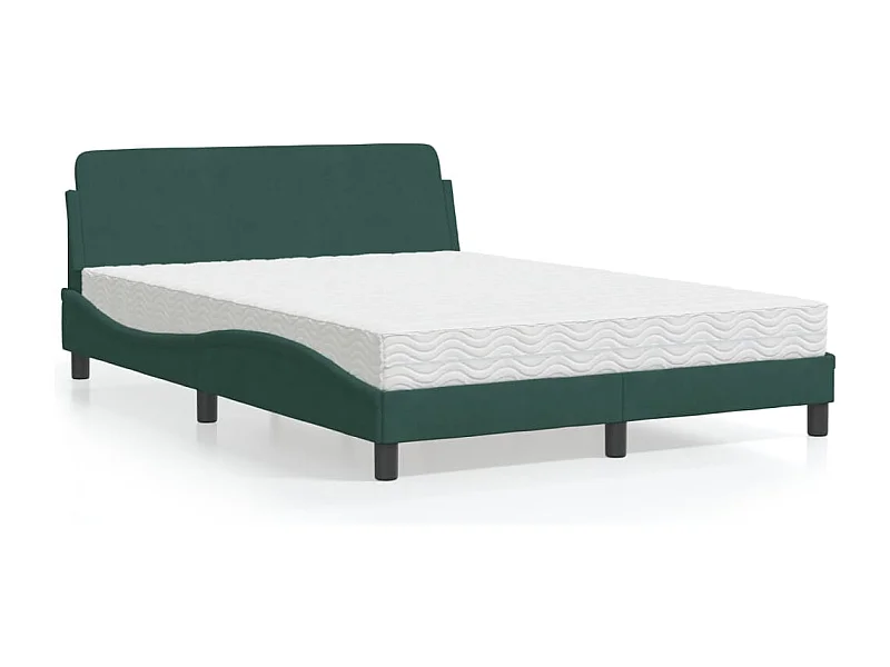 Lit adulte + matelas vert foncé 120x200 cm velours FR60639