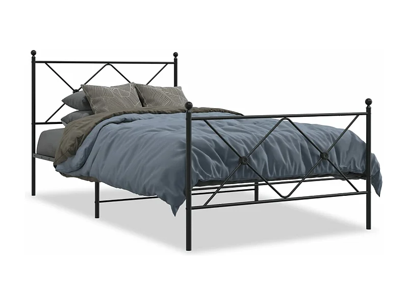 Cama individual- 100x190cm con cabecero y estribo metal negro ES995143