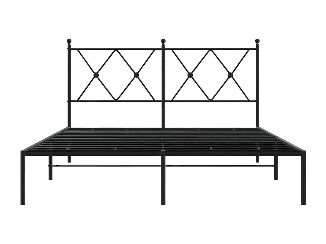 Lit double métal + tête de lit noir 140x200 cm FR30761