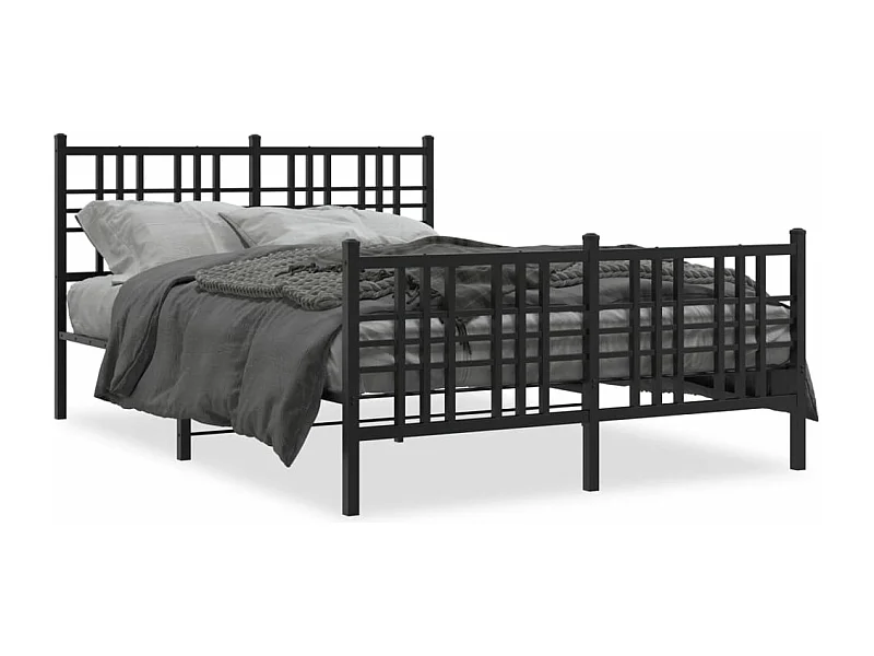 Cama matrimonial- 120x190 cm con cabecero y pie metal negro ES685823