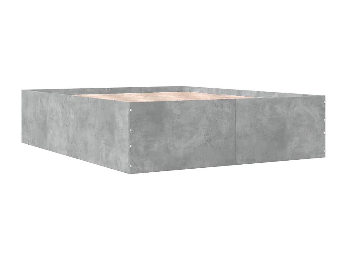 Lit double gris béton 150x200 cm bois d'ingénierie FR61133
