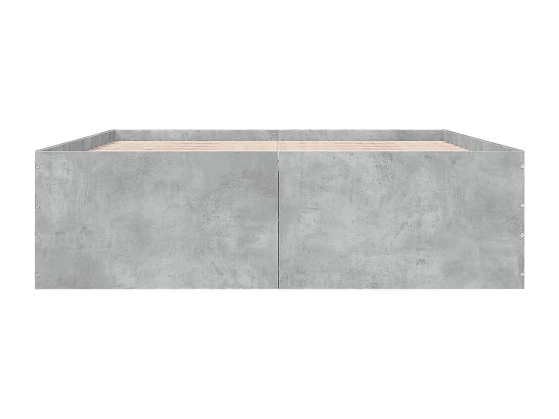 Lit double gris béton 150x200 cm bois d'ingénierie FR61133