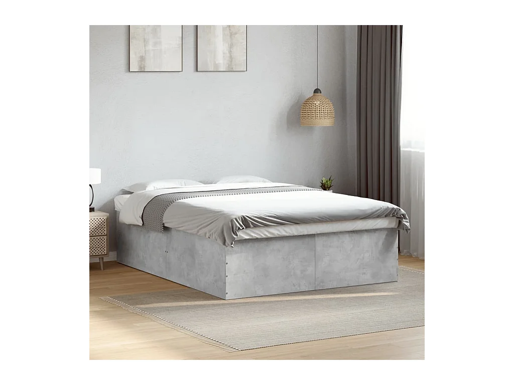 Lit double gris béton 150x200 cm bois d'ingénierie FR61133