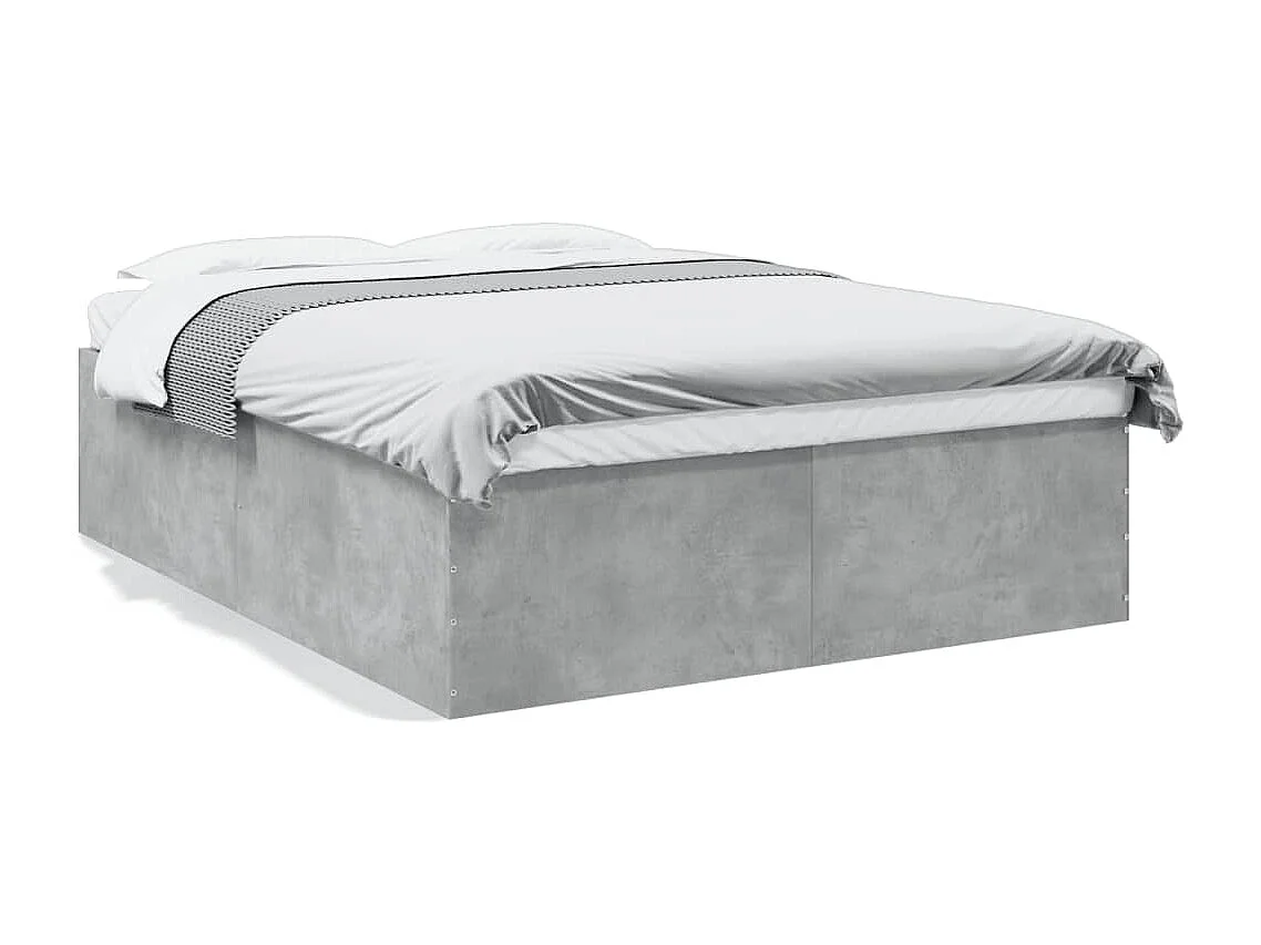 Lit double gris béton 150x200 cm bois d'ingénierie FR61133