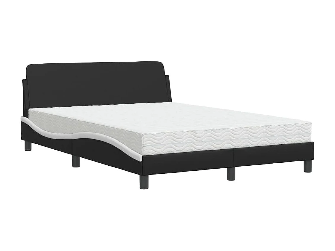 Bed met matras kunstleer zwart en wit 140x200 cm BE348816